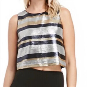 Lucy Paris Metallic Sequin Crop Top